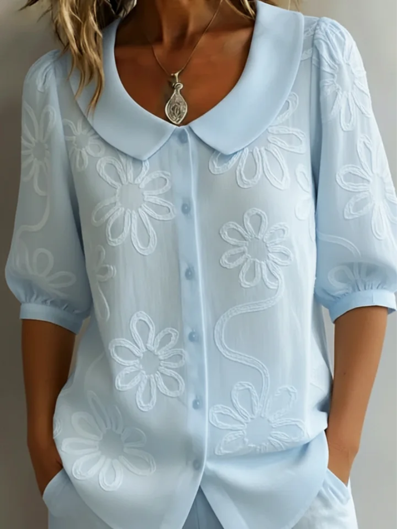 Blouse Dames | Bloemen Borduursel &amp; Comfortabele Pasvorm