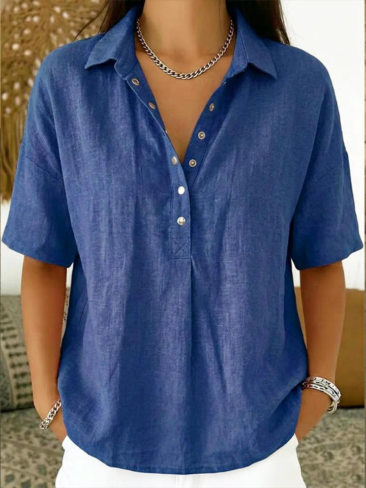 Blouse Dames | Casual Chic met Kraag &amp; Knoopdetail