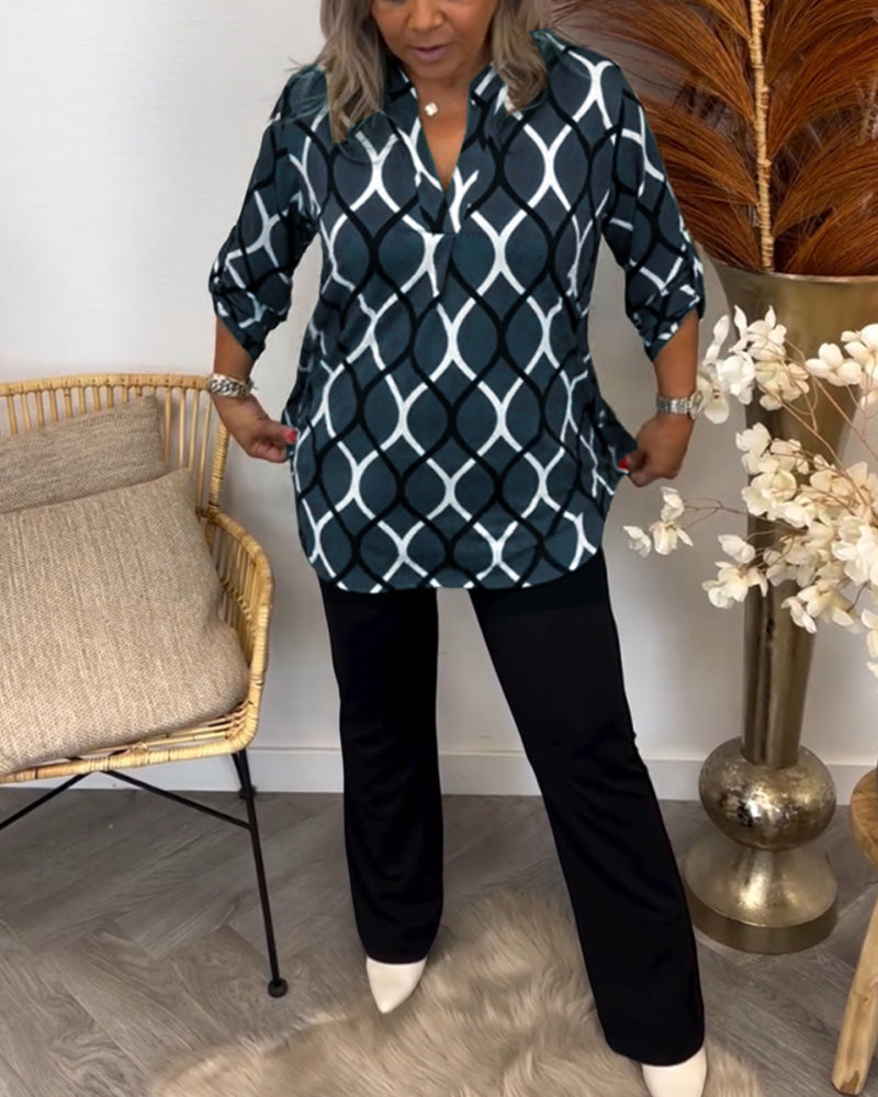 Blouse Dames | Grafische Print &amp; Losse Comfortabele Pasvorm