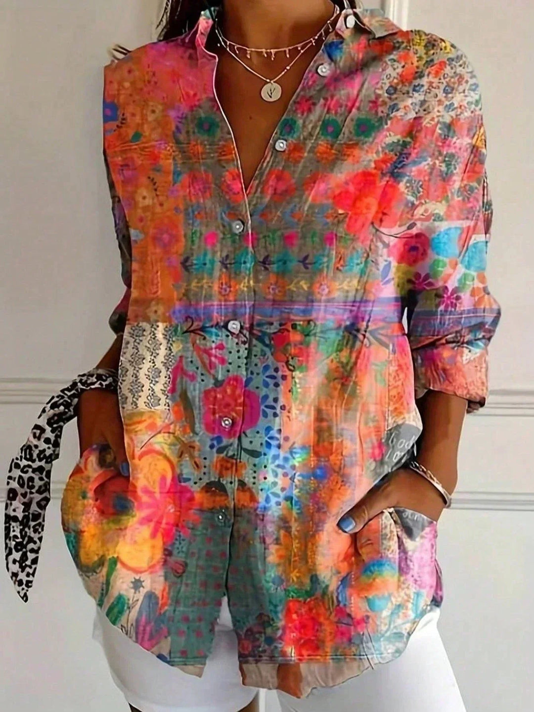 Blouse Dames | Kleurrijke Print &amp; Losvallende Pasvorm