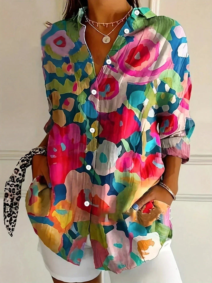 Blouse Dames | Kleurrijke Print &amp; Losvallende Pasvorm