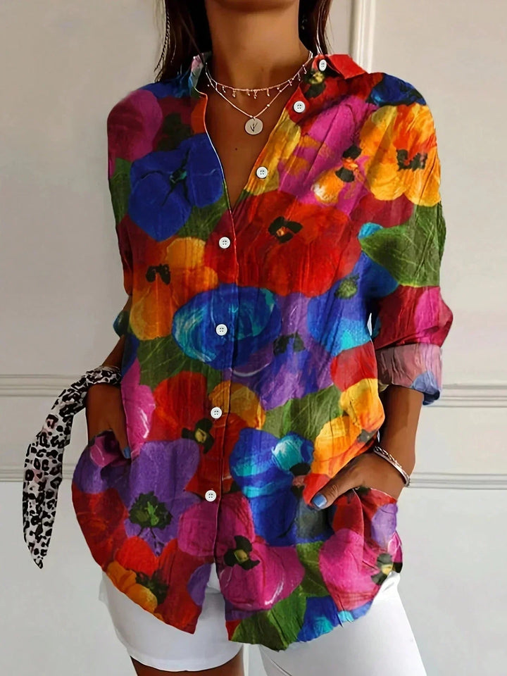 Blouse Dames | Kleurrijke Print &amp; Losvallende Pasvorm