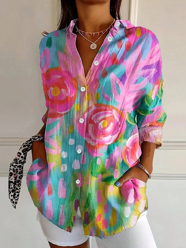 Blouse Dames | Kleurrijke Print &amp; Losvallende Pasvorm