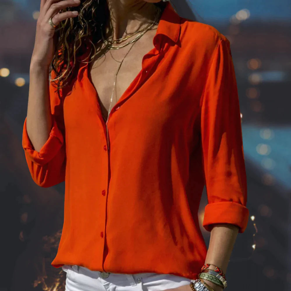 Blouse Met Knoopsluiting | Taille-Accent &amp; Klassieke Knoopsluiting