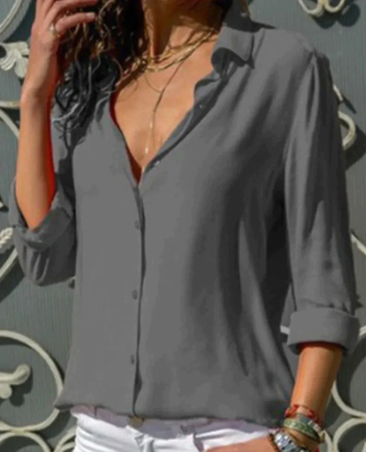 Blouse Met Knoopsluiting | Taille-Accent &amp; Klassieke Knoopsluiting