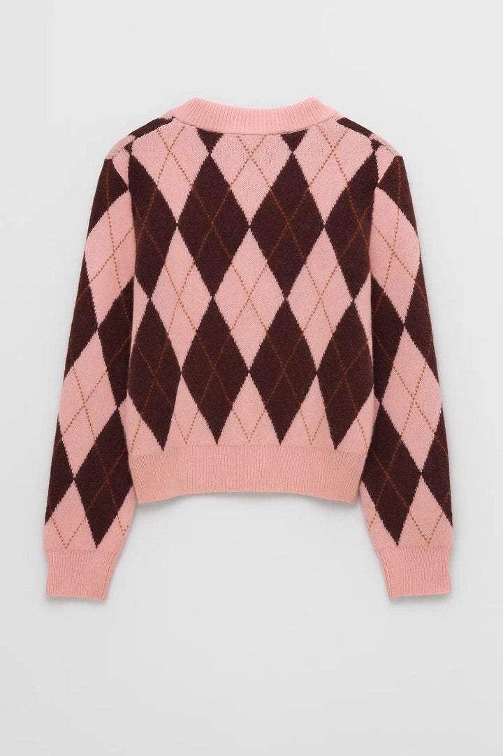 Cardigan Dames | Klassiek Argyle Motief met Retro Snit
