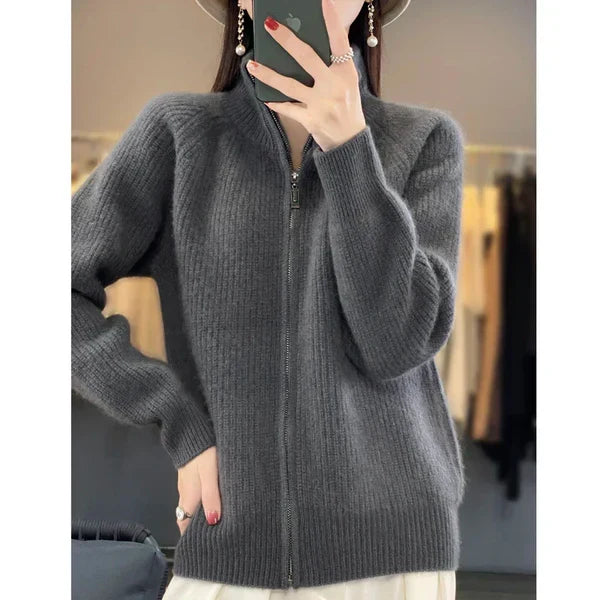 Cardigan met Rits Dames | Opstaande Kraag &amp; Gestroomlijnde Look