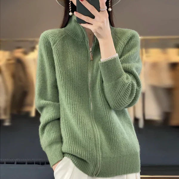 Cardigan met Rits Dames | Opstaande Kraag &amp; Gestroomlijnde Look
