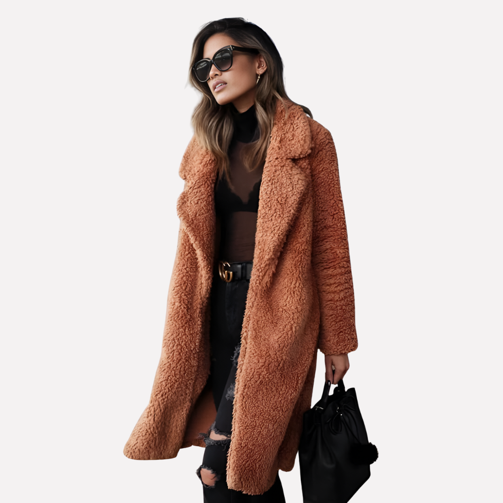 Dames Teddyjas met Wijde Notched Kraag Open Voorkant