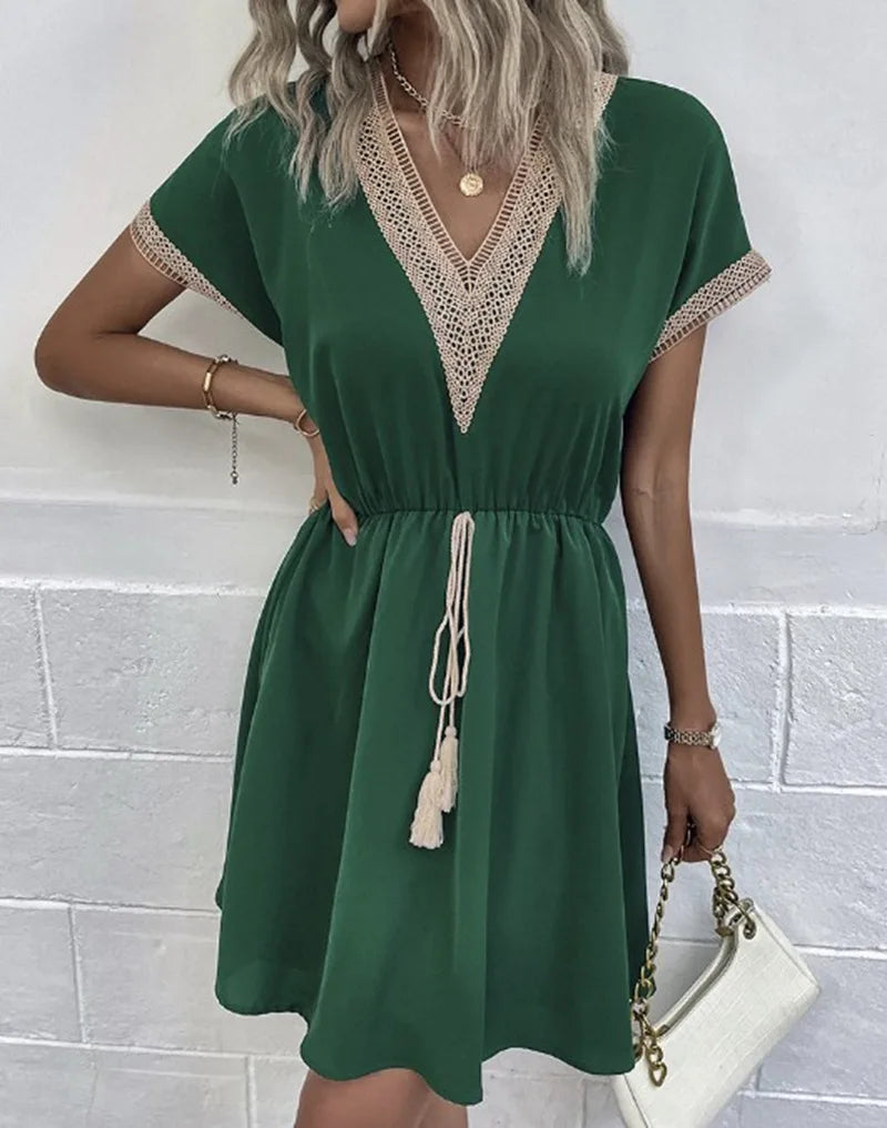 Dames Boheemse Mini Zomerjurk - Adrianna
