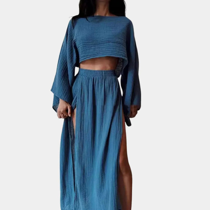Dames Casual met hoge split rok set - Charlotte