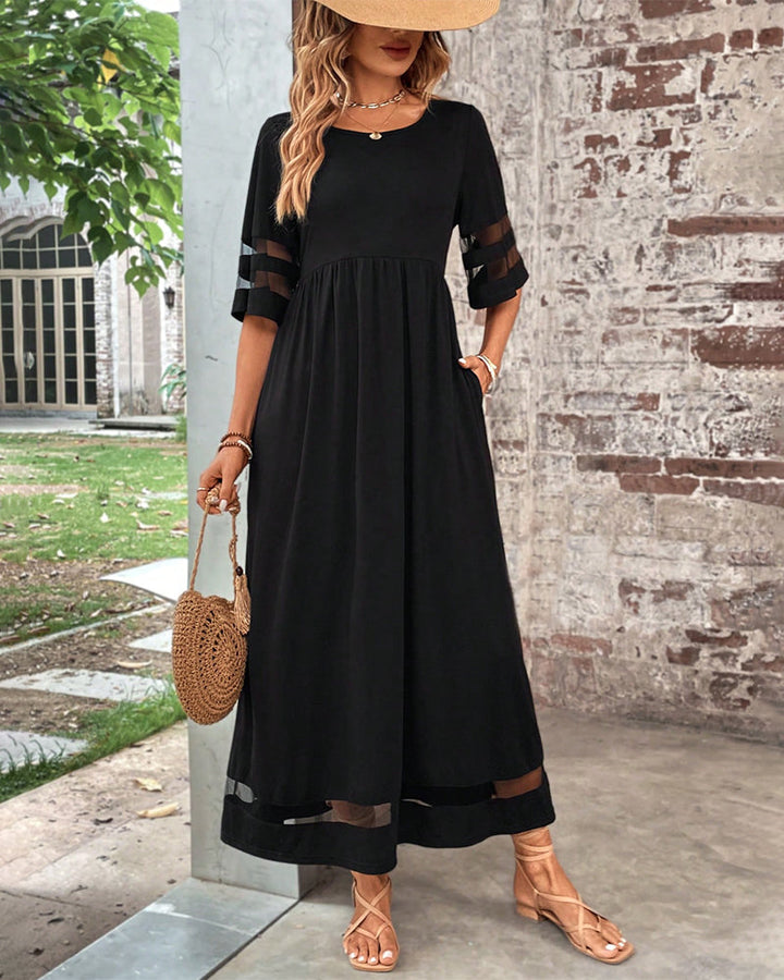 Dames Elegante Ronde Hals Tijdloos Ontwerp Midi Zomerjurk - Arya
