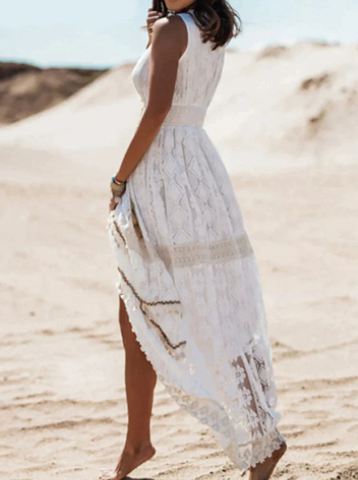 Dames Feestelijke Ademende Boho Ontwerp Mouwloze Maxi Zomerjurk - Karmina