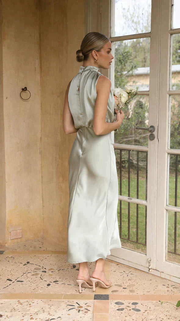 Dames Haltered Glimmende Maxi gast Trouwjurk - Belle