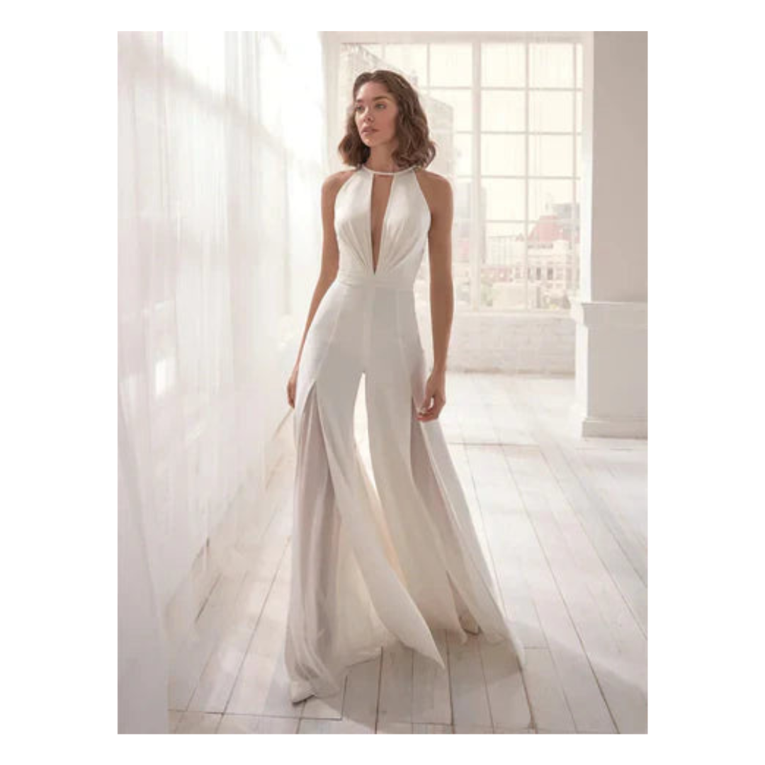 Dames Jumpsuit met V-hals en wijde pijpen - Abigail