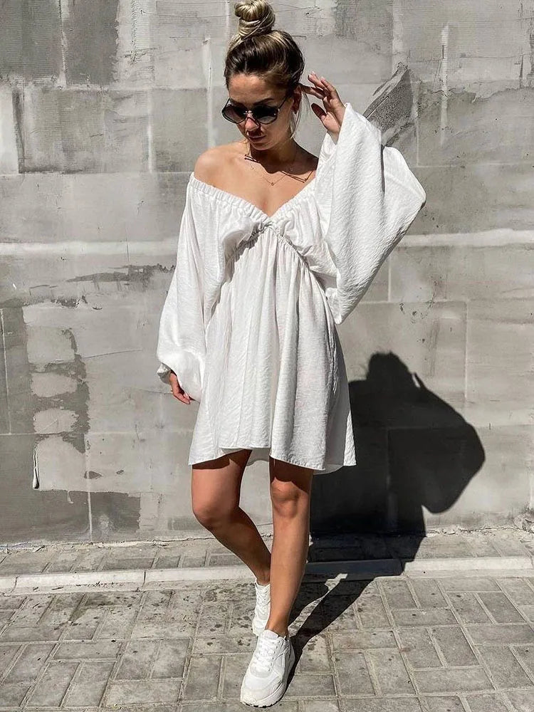 Dames Lange Mouwen Mini Zomerjurk - Sadie