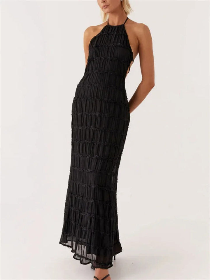 Dames Maxi Jurk | Halterhals &amp; Open Rug