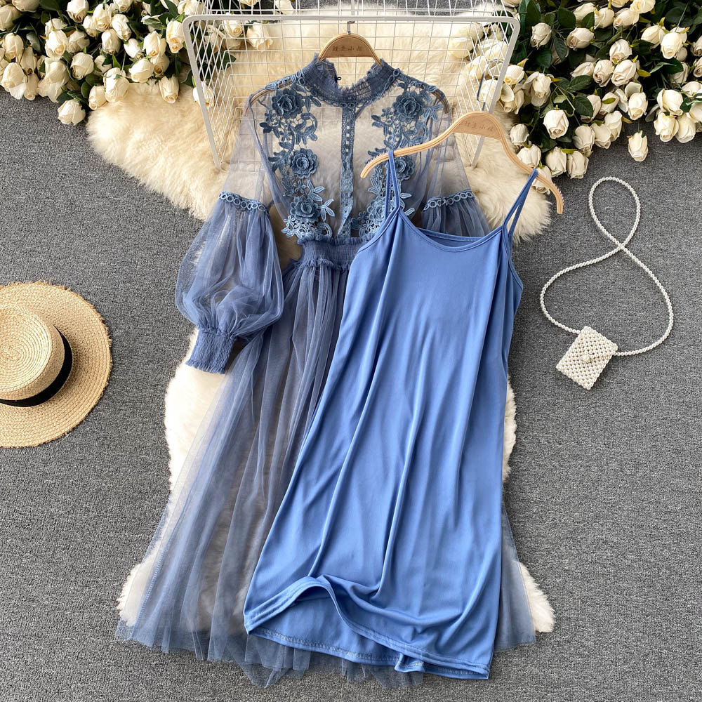Dames Midi zomerjurk met bloemen en kant - Flora