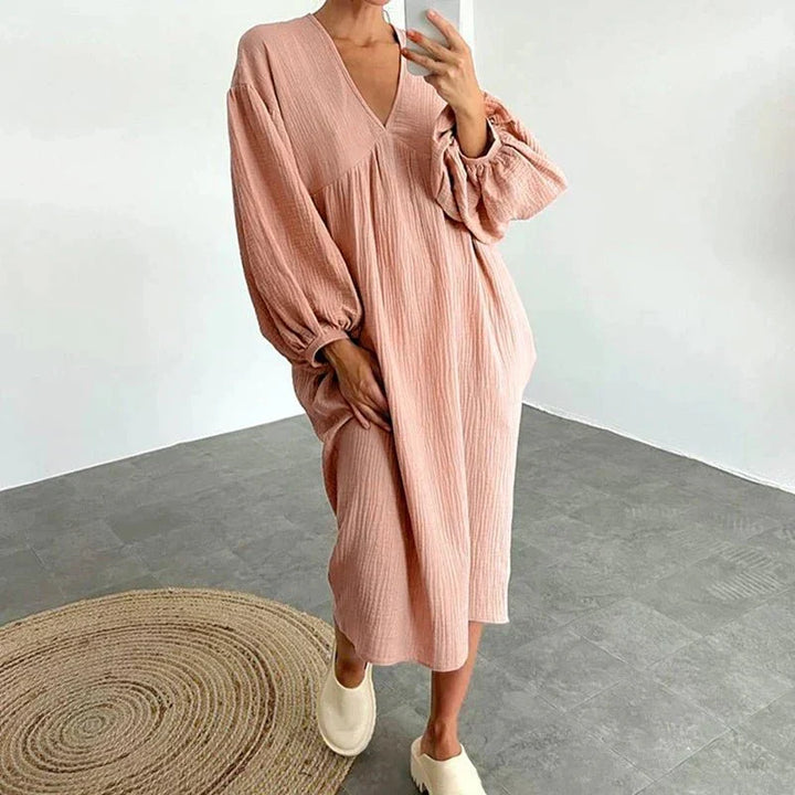 Dames Midi zomerjurk met lange mouwen - Aurora
