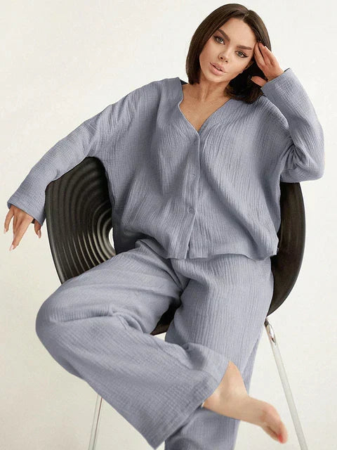 Dames Overhemd en Broek Loungwear Set - Dallia
