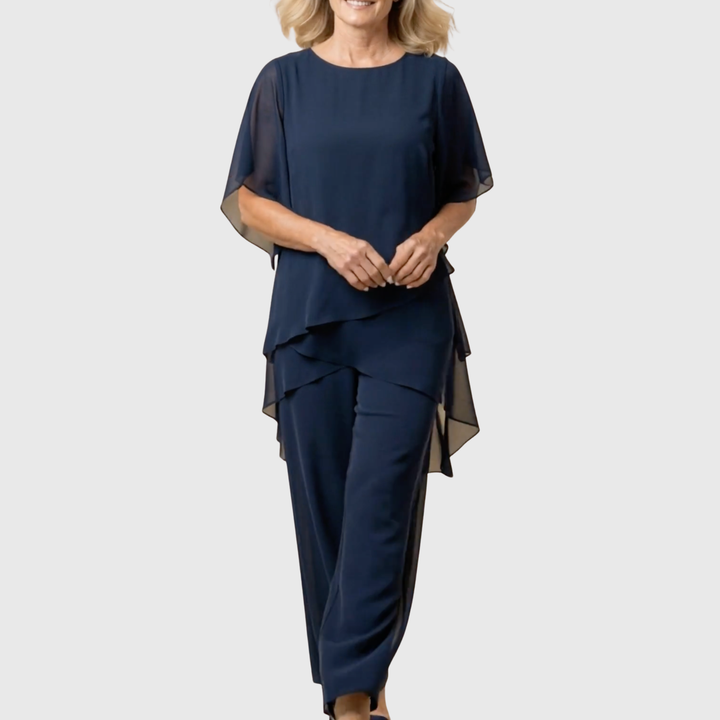 Dames Set | Asymmetrische Drapering &amp; Slank Silhouet