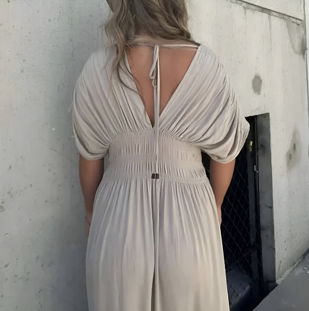 Dames V hals met Split maxi zomerjurk - Allison