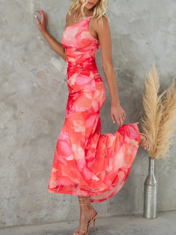 Dames elegant gesneden bloemige mouwloze maxi bruidsjurk - Nina