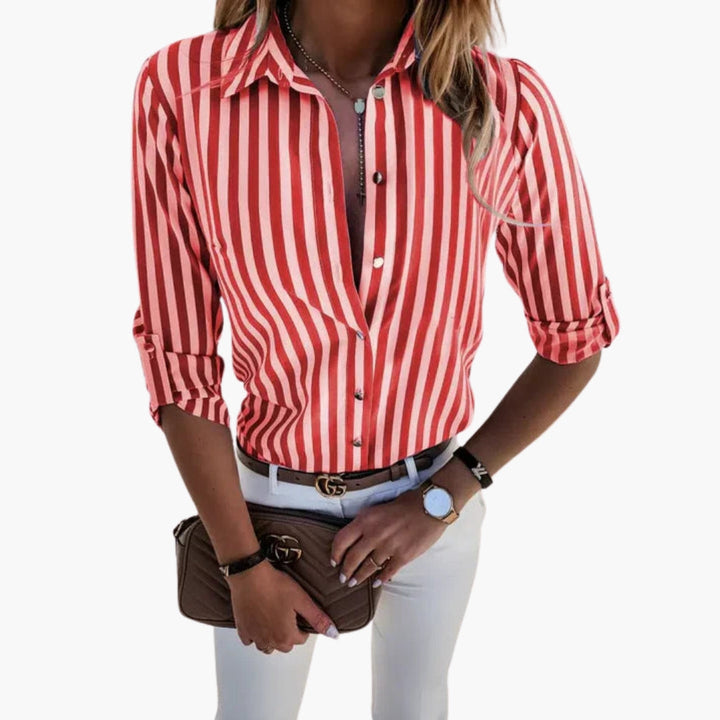 Damesblouse | Verticaal Streeppatroon &amp; Verfijnd Klassiek Design