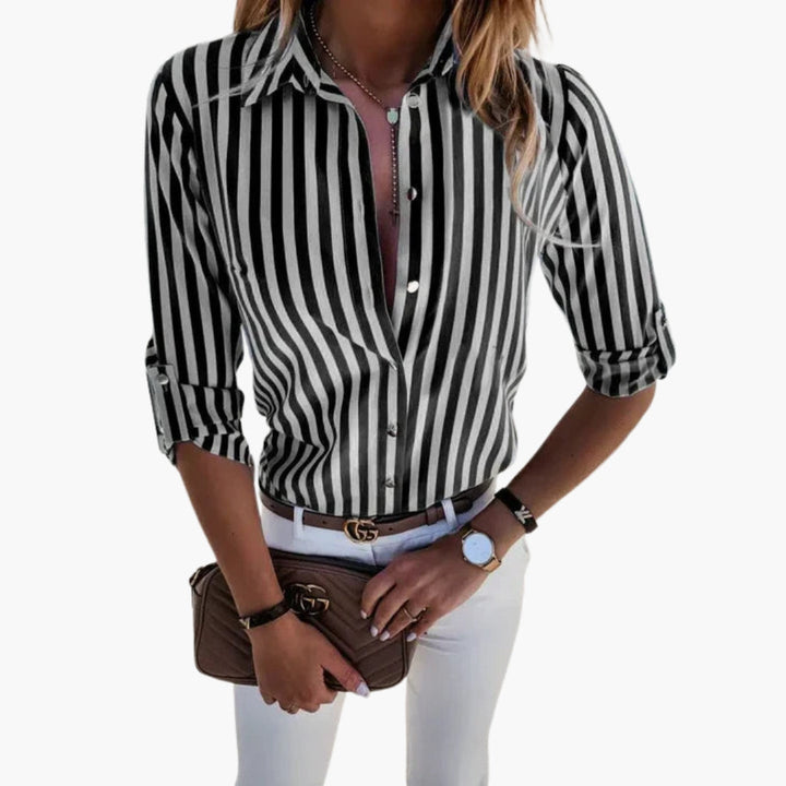 Damesblouse | Verticaal Streeppatroon &amp; Verfijnd Klassiek Design