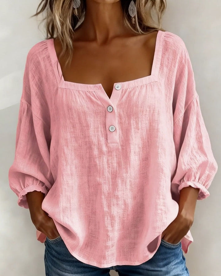 Damesblouse | Vierkante Hals &amp; Elegante Pofmouwen