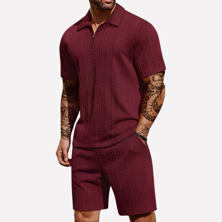 Heren Casual Set | Poloshirt met Kwartrits &amp; Bijpassende Short