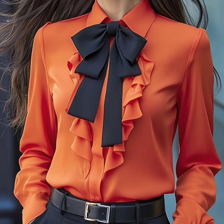 Lange Mouw Blouse Dames | Strikdetail &amp; Verfijnde Look