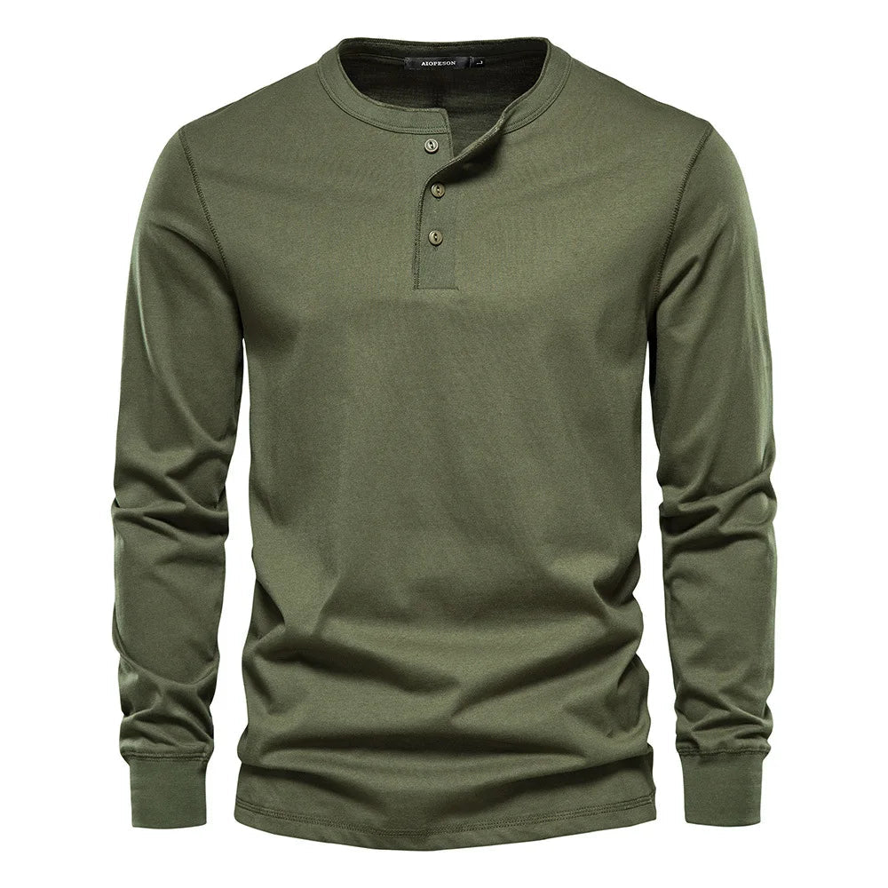 Lange Mouwen Shirt Heren | Comfortabele Henley-pasvorm