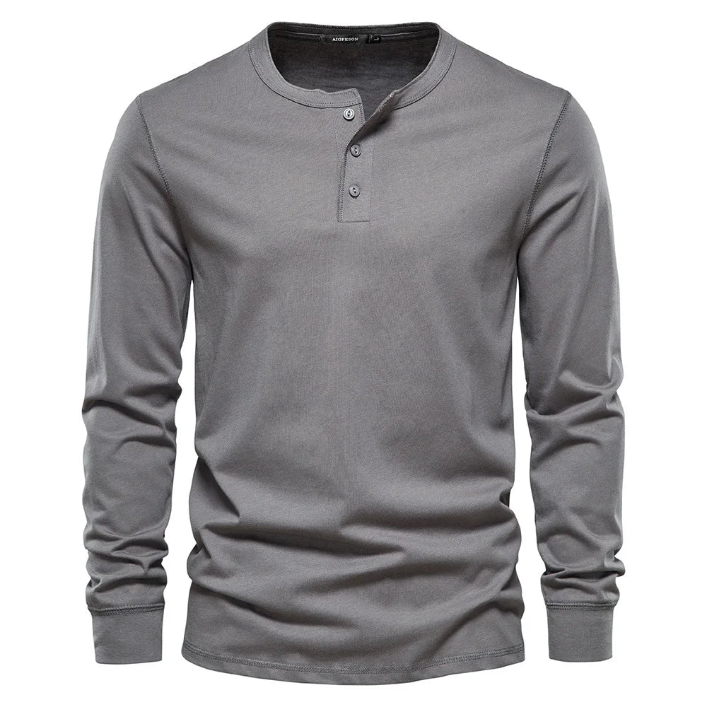 Lange Mouwen Shirt Heren | Comfortabele Henley-pasvorm