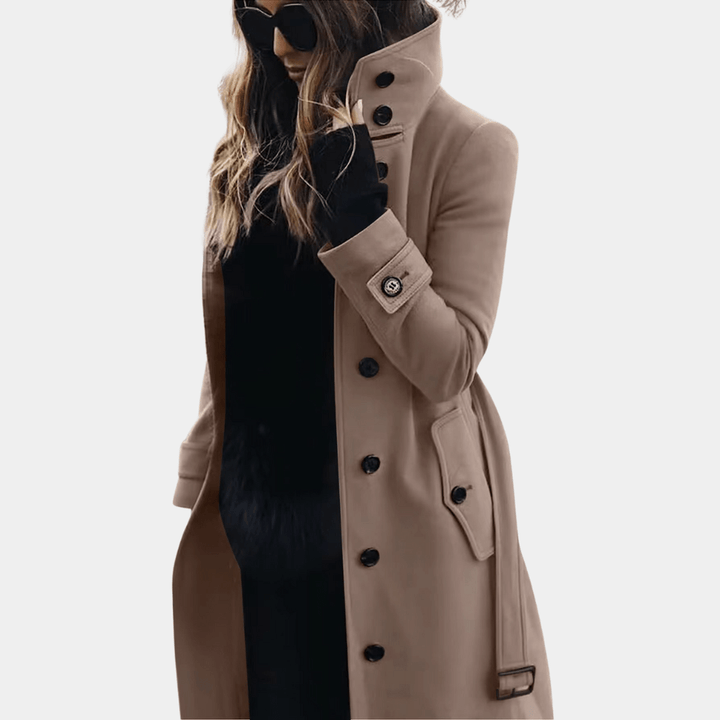 Lange Winterjas Dames | Tussenjas Dames | Verstelbare Taille &amp; Stormflap voor Strakke Lijn