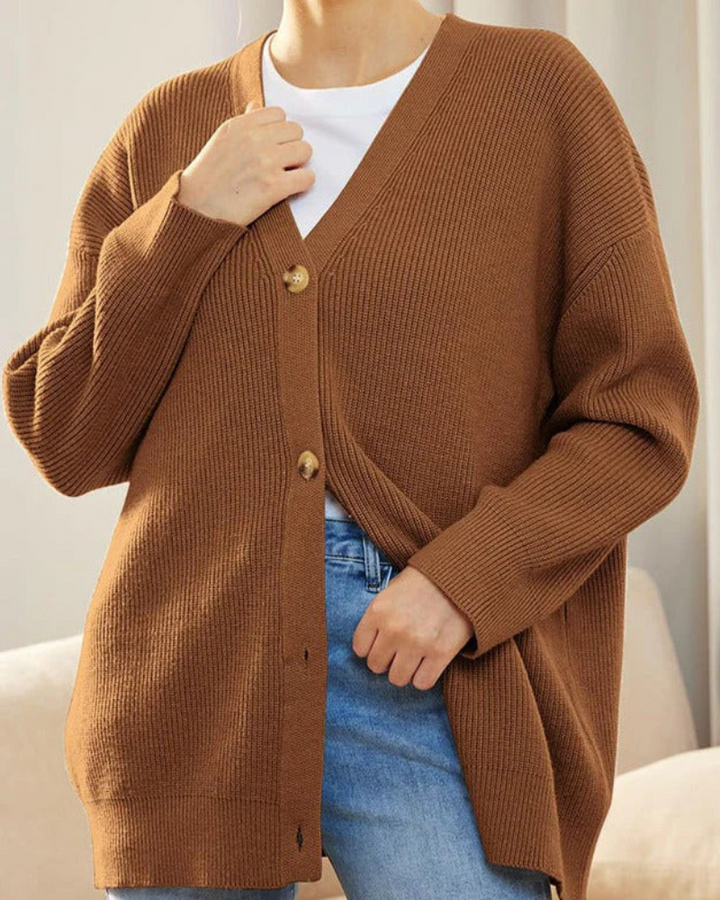 Lange Gebreide Cardigan met Open Voorpand voor Dagelijks Gebruik