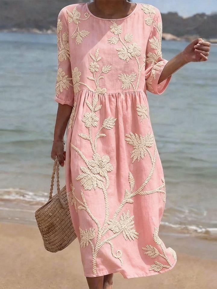 Maxi Jurk Dames | Bloemenborduursel &amp; Flatterend Silhouet