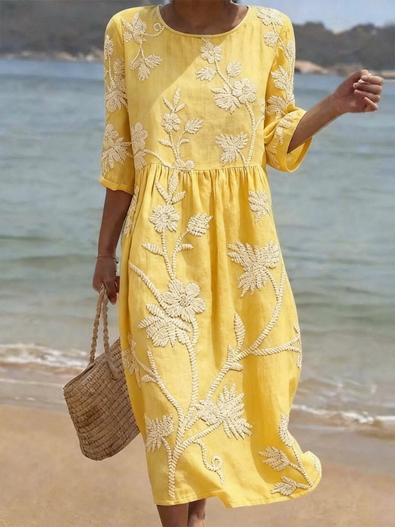 Maxi Jurk Dames | Bloemenborduursel &amp; Flatterend Silhouet