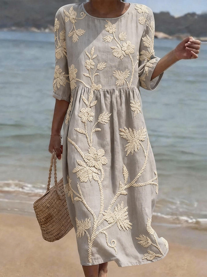 Maxi Jurk Dames | Bloemenborduursel &amp; Flatterend Silhouet