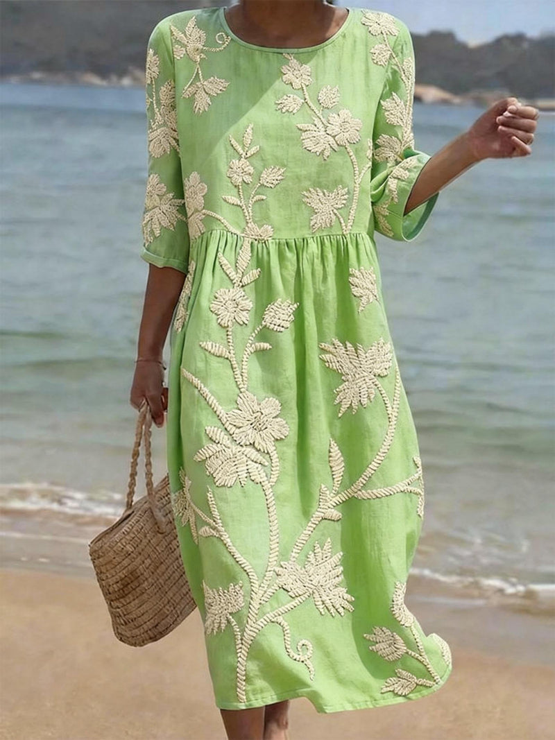 Maxi Jurk Dames | Bloemenborduursel &amp; Flatterend Silhouet