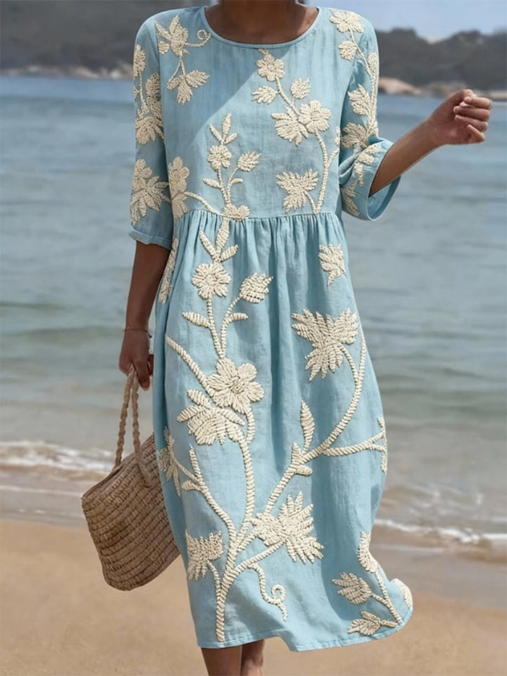 Maxi Jurk Dames | Bloemenborduursel &amp; Flatterend Silhouet