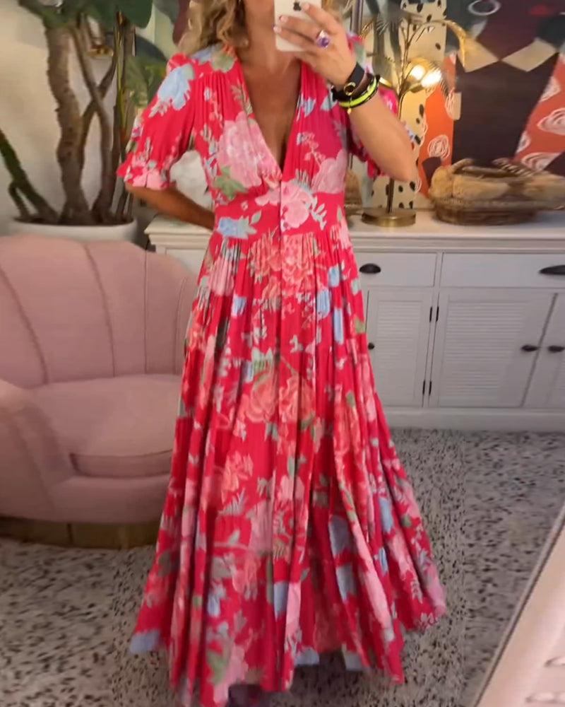 Maxi Jurk Dames | Bloemenprint &amp; Elegante A-lijn Pasvorm