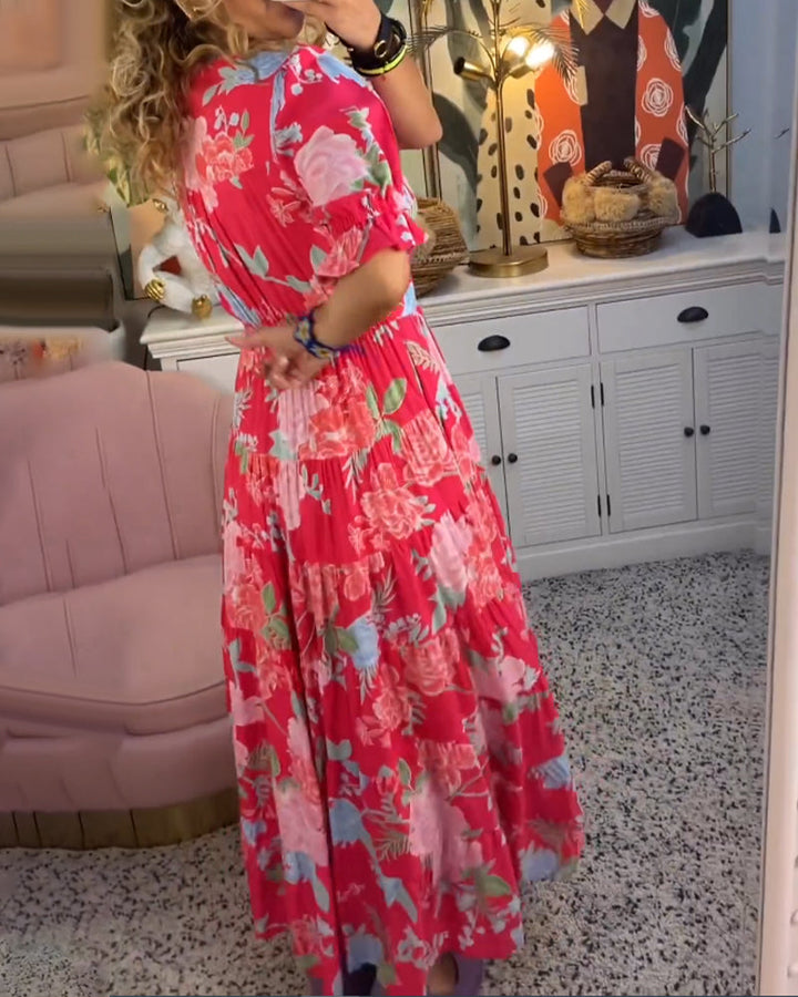 Maxi Jurk Dames | Bloemenprint &amp; Elegante A-lijn Pasvorm