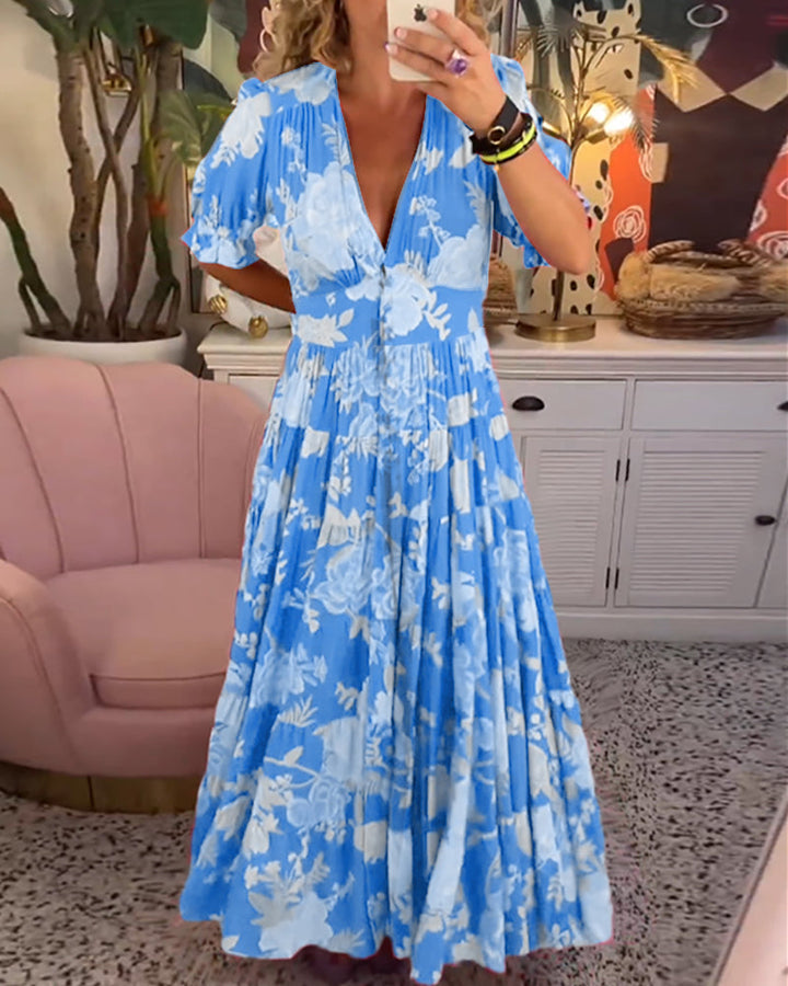 Maxi Jurk Dames | Bloemenprint &amp; Elegante A-lijn Pasvorm