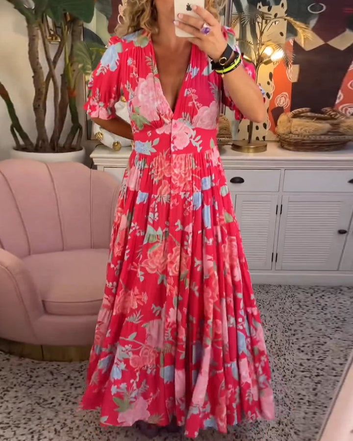 Maxi Jurk Dames | Bloemenprint &amp; Elegante A-lijn Pasvorm