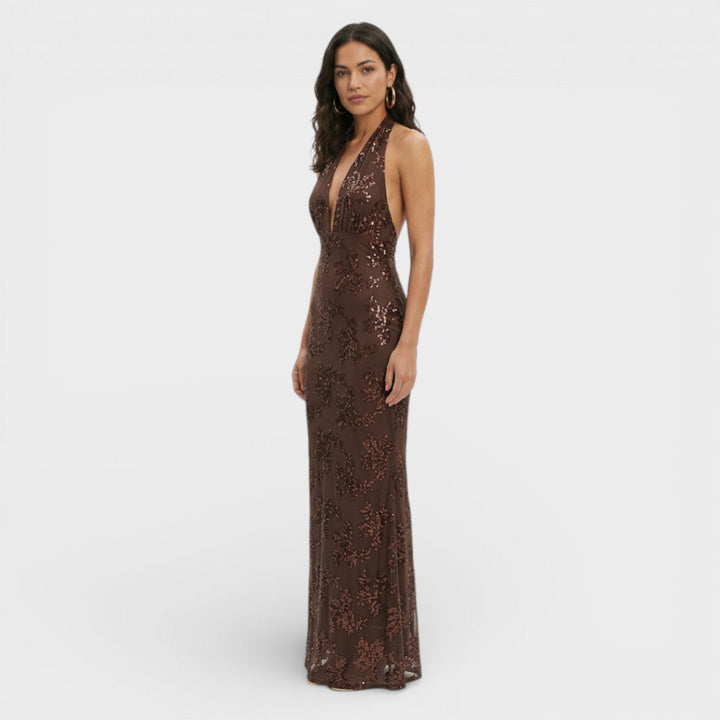 Maxi Jurk Dames | Glinsterende Bloemenprint