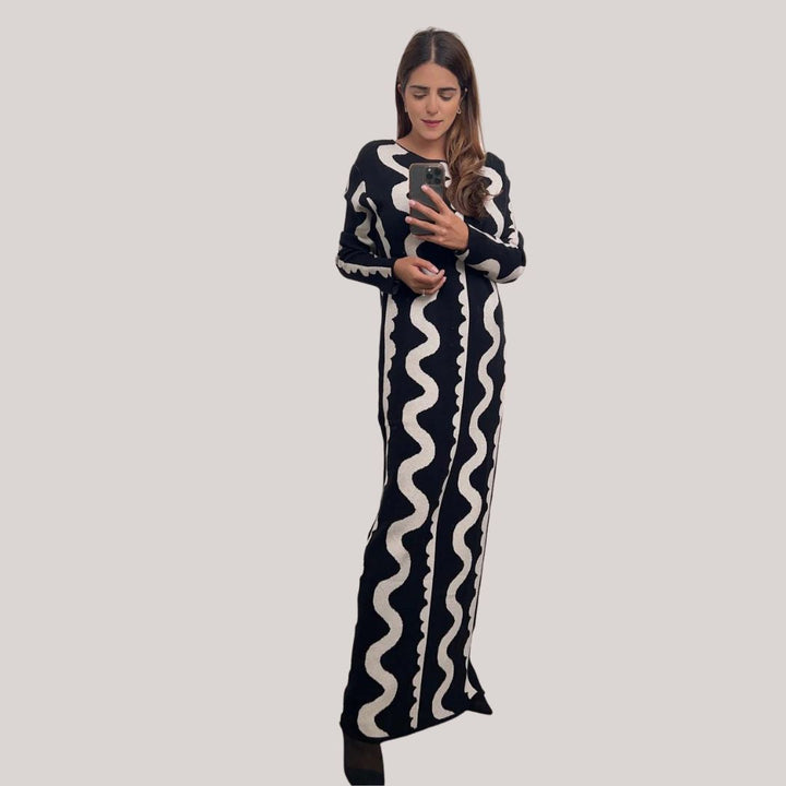 Maxi jurk Dames | Statement Zigzag Print &amp; Comfortabele Pasvorm