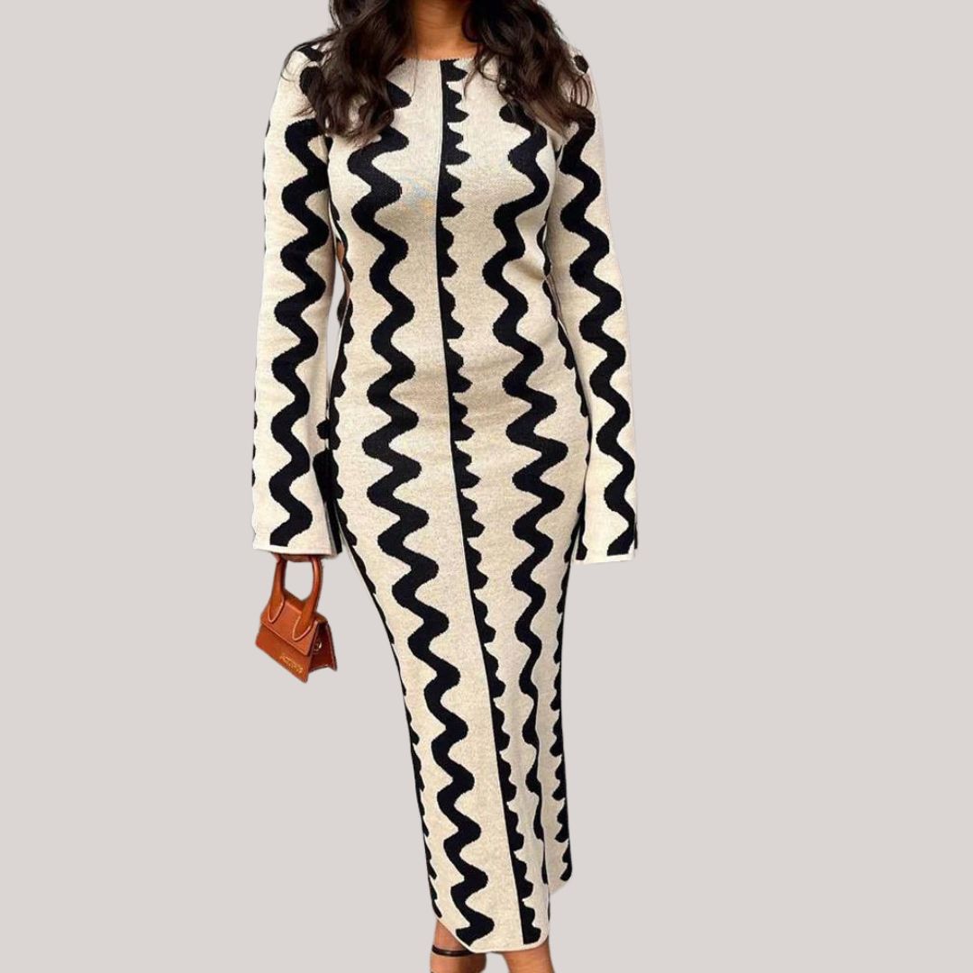Maxi jurk Dames | Statement Zigzag Print &amp; Comfortabele Pasvorm