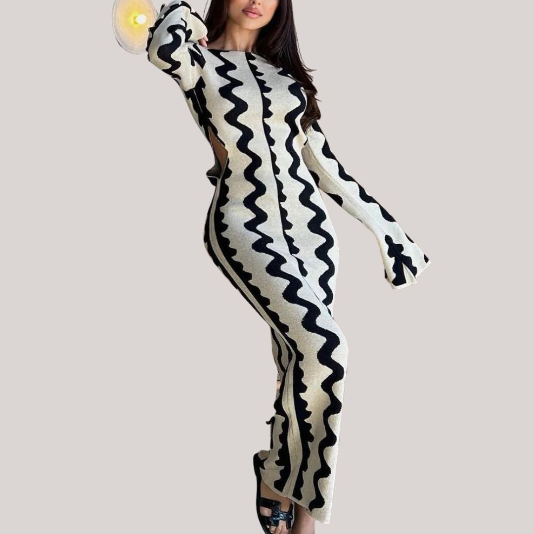 Maxi jurk Dames | Statement Zigzag Print &amp; Comfortabele Pasvorm