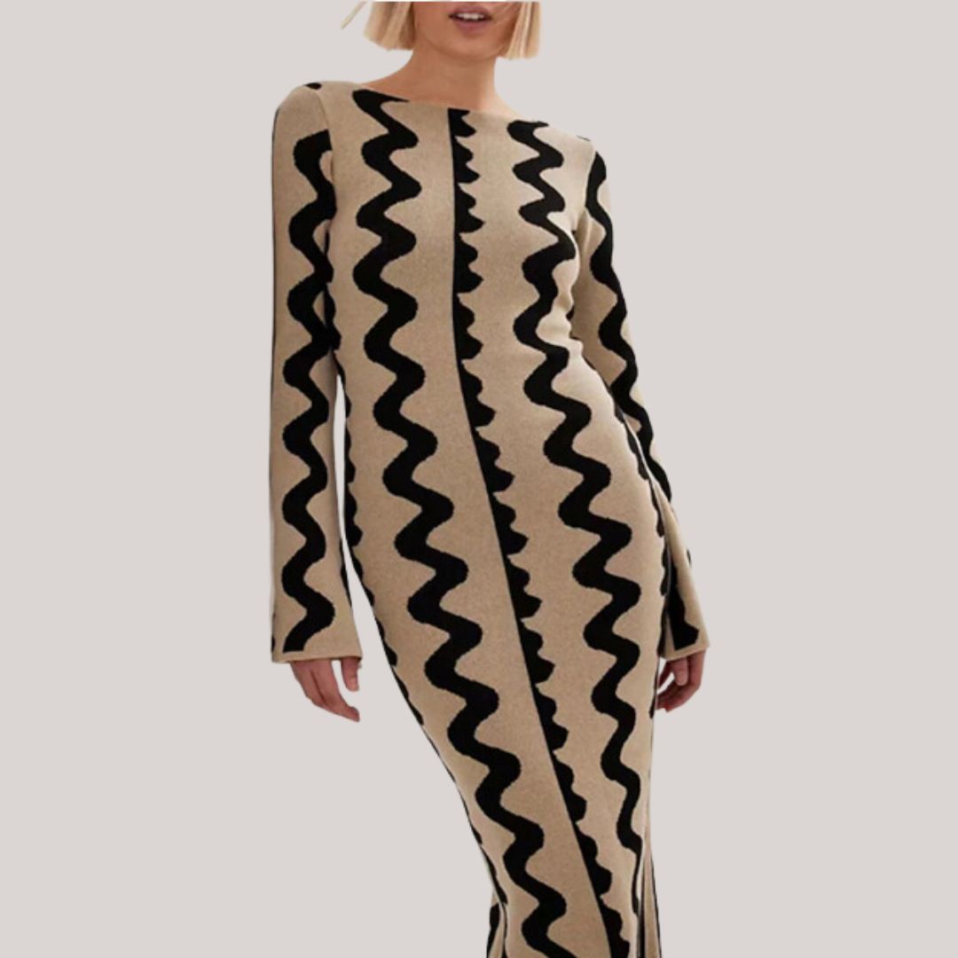 Maxi jurk Dames | Statement Zigzag Print &amp; Comfortabele Pasvorm
